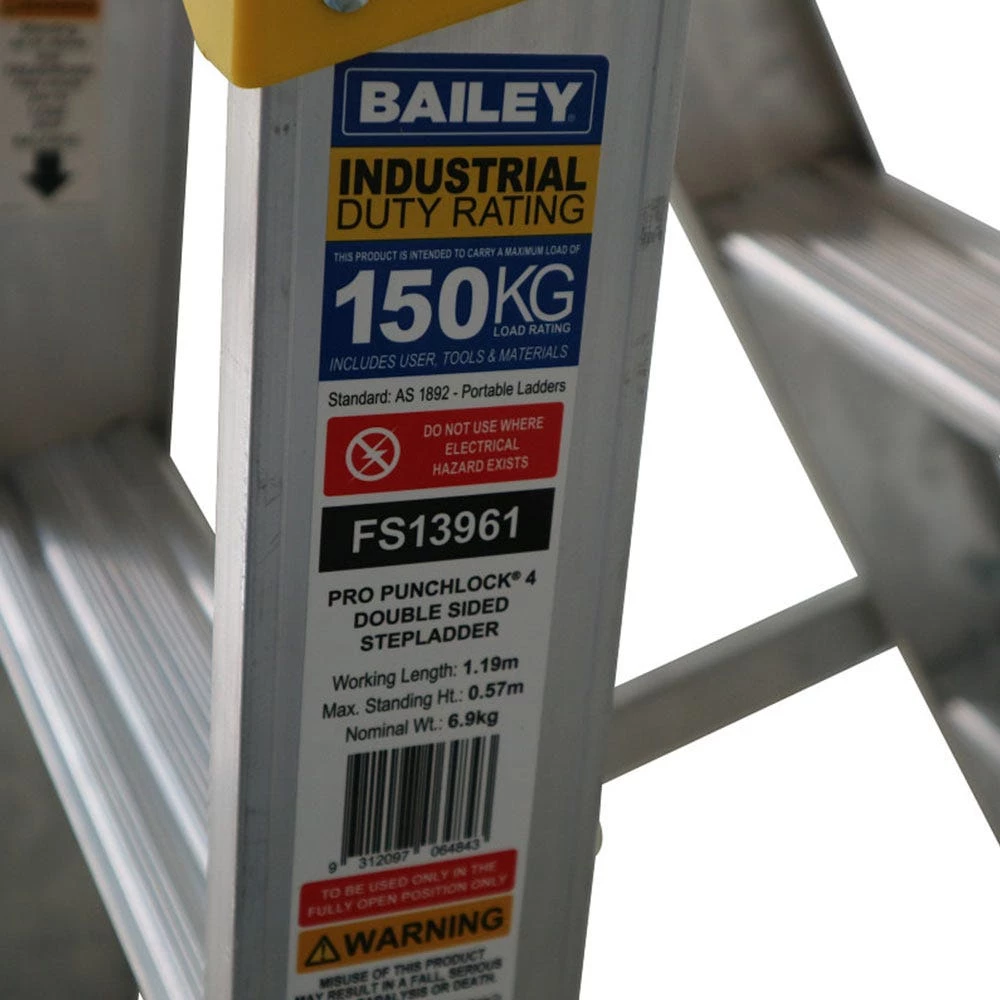 BAILEY 1.2m 150kg 4 Step Pro Double Sided Stepladder FS13961 11 BAILEY 1.2m 150kg 4 Step Pro Double Sided Stepladder FS13961 - Image 9