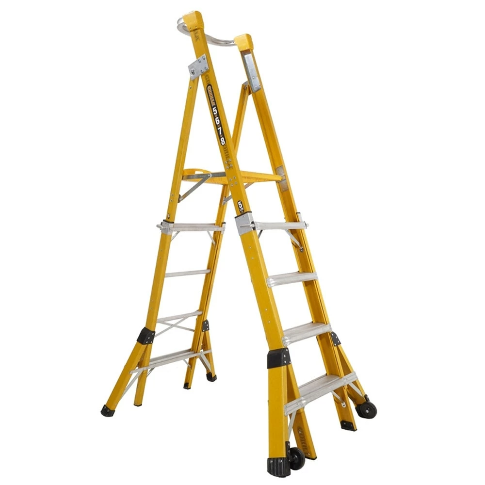 GORILLA 1.5-2.4m Fibreglass Adjustable Platform Ladder FPL0508-I 3 GORILLA 1.5-2.4m Fibreglass Adjustable Platform Ladder FPL0508-I